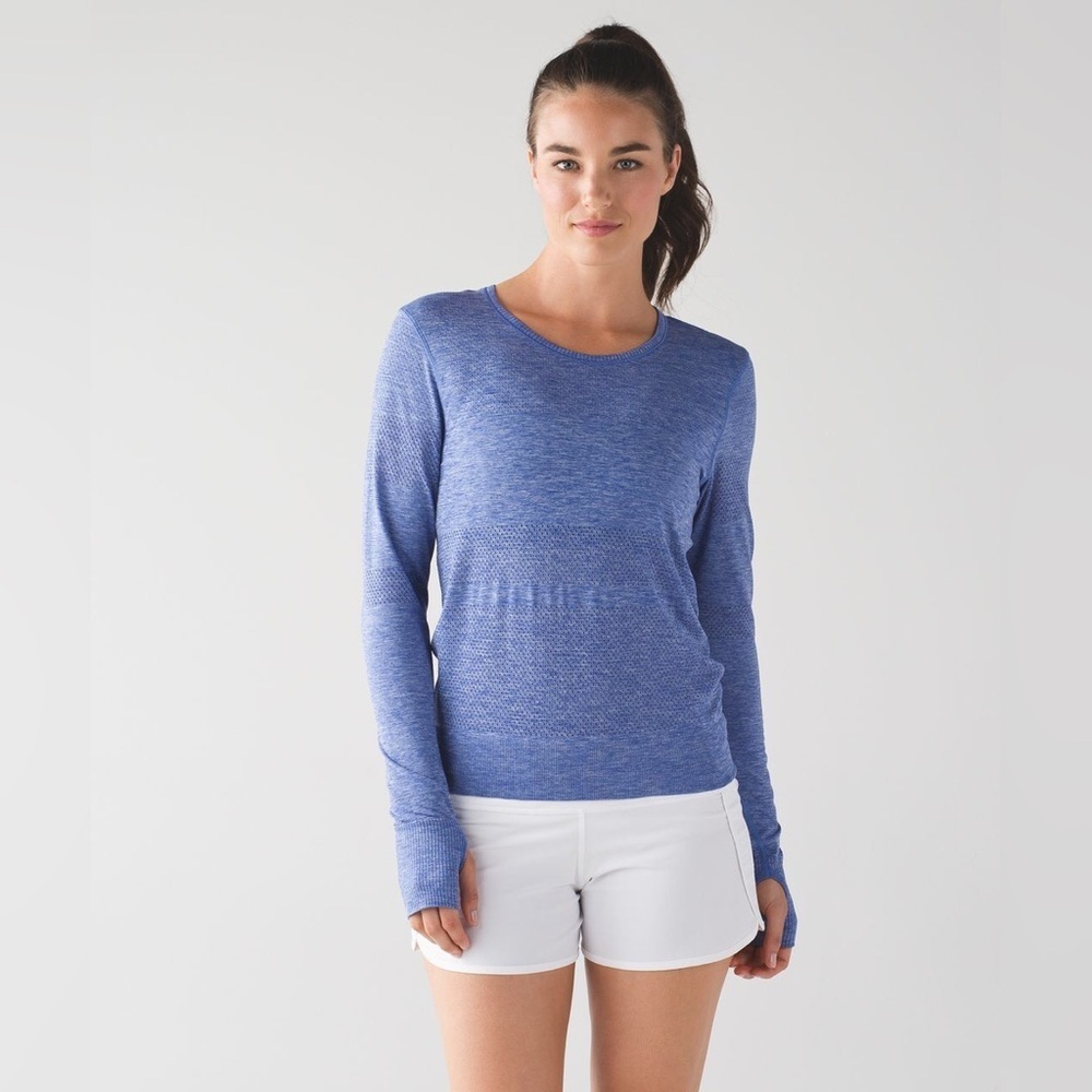 Lululemon Breeze By Long Sleeve II in Heathered Sapphire Blue Size 8.